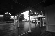 Covered gallery and caf? on the island of Valaam