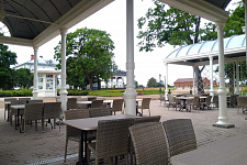 Covered gallery and caf? on the island of Valaam