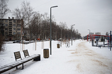 Square at the Bestuzhev Str. in St. Petersburg. 2021