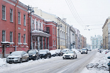 Cast-iron lanterns in Million street in St. Petersburg, 2019