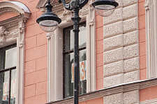 Cast-iron lanterns in Million street in St. Petersburg, 2019