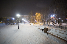 Square near the monument to SM Kirov in Murmansk, 2020