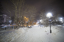Square near the monument to SM Kirov in Murmansk, 2020