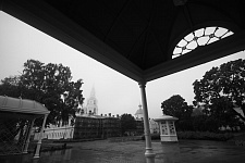 Covered gallery and caf? on the island of Valaam
