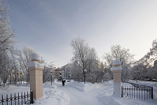 Square near the monument to SM Kirov in Murmansk, 2020
