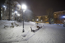 Square near the monument to SM Kirov in Murmansk, 2020