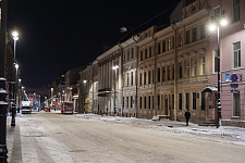 Cast-iron lanterns in Million street in St. Petersburg, 2019