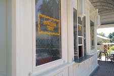 Covered gallery and caf? on the island of Valaam