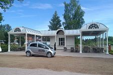 Covered gallery and caf? on the island of Valaam
