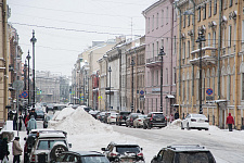 Cast-iron lanterns in Million street in St. Petersburg, 2019