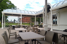 Covered gallery and caf? on the island of Valaam