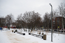 Square at the Bestuzhev Str. in St. Petersburg. 2021