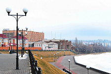 Volga embankment and reed, Kamyshin